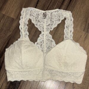 Lace Racerback Bralette - Cream/White